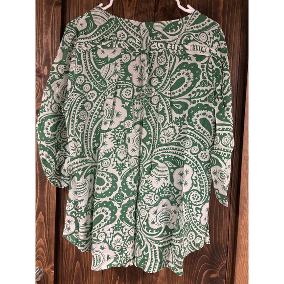Anthropologie Maeve Paisley Print Button Down Blouse Large - Picture 2 of 6